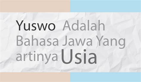 arti yuswo bahasa jawa